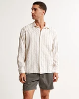 Linen-Blend Button-Up Shirt