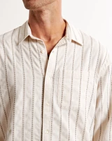 Linen-Blend Button-Up Shirt