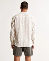 Linen-Blend Button-Up Shirt