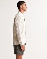 Linen-Blend Button-Up Shirt