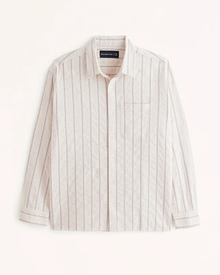 Linen-Blend Button-Up Shirt