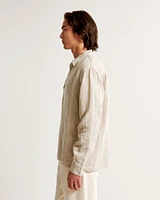 Summer Linen-Blend Button-Up Shirt