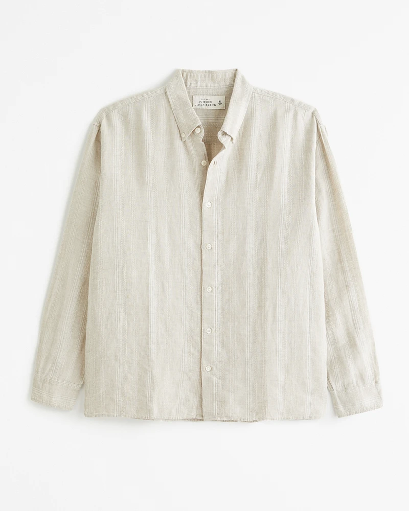 Summer Linen-Blend Button-Up Shirt