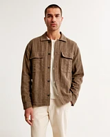 Linen-Blend Shirt Jacket