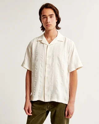 Camp Collar Linen-Blend Textured Shirt