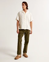 Camp Collar Linen-Blend Textured Shirt