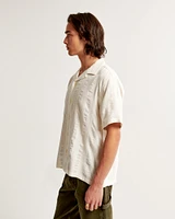 Camp Collar Linen-Blend Textured Shirt