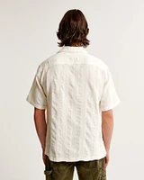 Camp Collar Linen-Blend Textured Shirt
