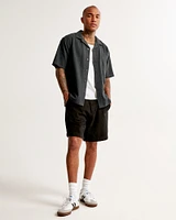 Camp Collar Textured Button-Up Shirt