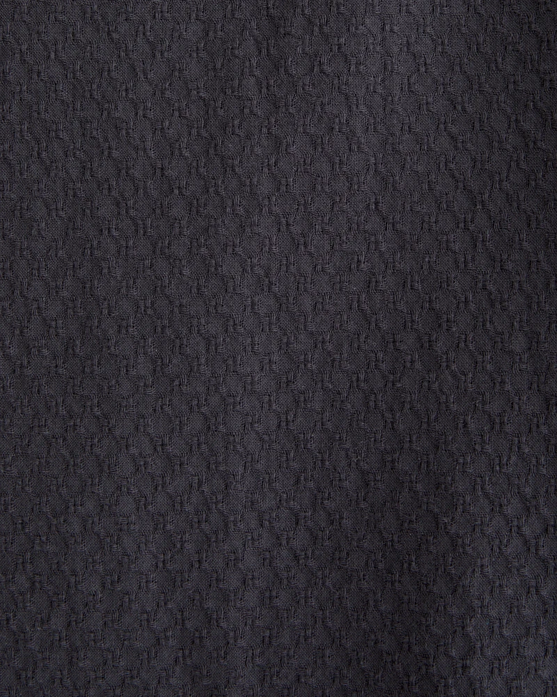 Camp Collar Textured Button-Up Shirt