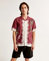 Camp Collar Silky Graphic Shirt