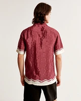 Camp Collar Silky Graphic Shirt