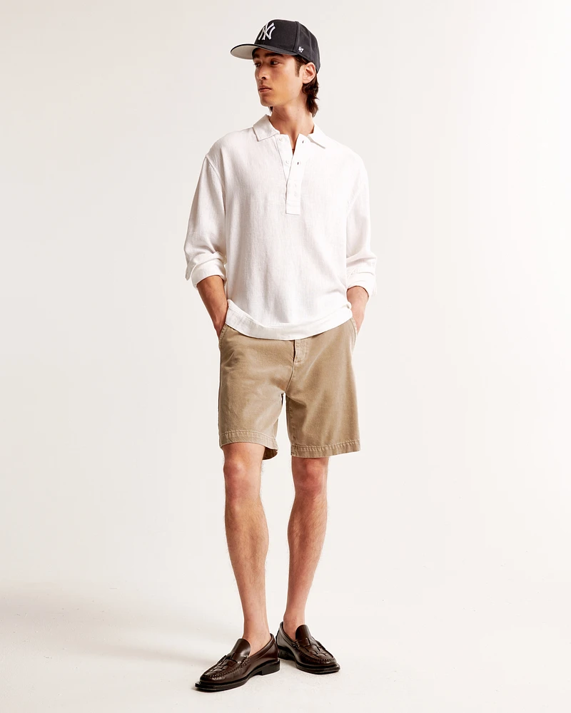 Long-Sleeve Summer Linen-Blend Popover