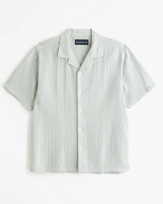 Camp Collar Gauzy Button-Up Shirt