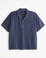 Camp Collar Gauzy Button-Up Shirt