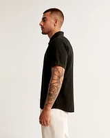 Short-Sleeve Summer Linen-Blend Button-Up Shirt