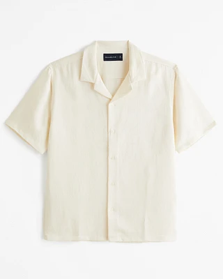 Camp Collar Silky Button-Up Shirt