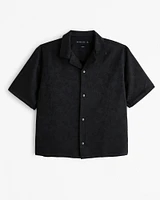 Camp Collar Cropped Jacquard Shirt