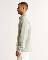 Summer Linen-Blend Button-Up Shirt