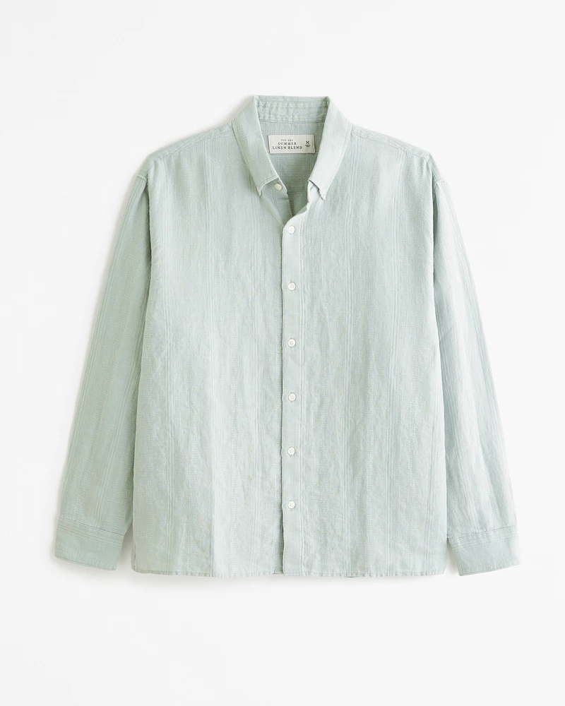 Summer Linen-Blend Button-Up Shirt