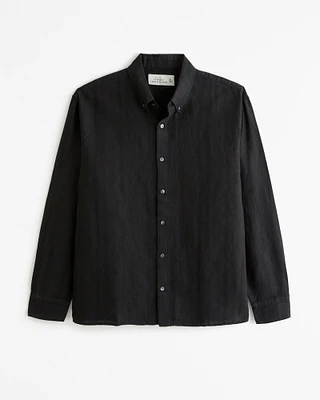 Summer Linen-Blend Button-Up Shirt