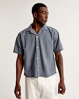 Camp Collar Cropped Lace Shirt