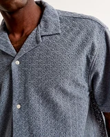 Camp Collar Cropped Lace Shirt