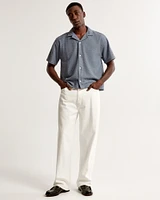 Camp Collar Cropped Lace Shirt