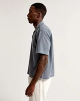 Camp Collar Cropped Lace Shirt