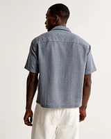 Camp Collar Cropped Lace Shirt