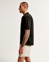 Camp Collar Silky Textured Shirt