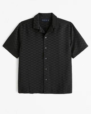 Camp Collar Silky Textured Shirt