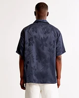 Camp Collar Silky Button-Up Shirt