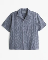 Camp Collar Embroidered Button-Up Shirt
