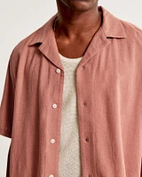 Camp Collar Linen-Blend Shirt