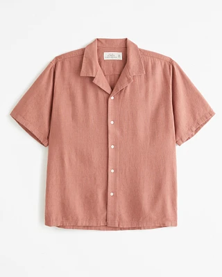 Camp Collar Linen-Blend Shirt