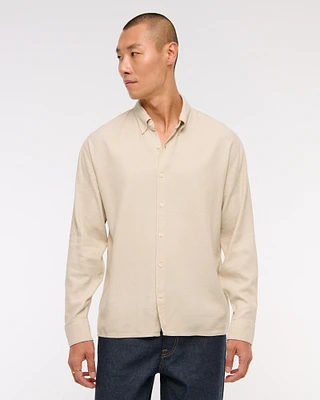Long-Sleeve Crepe Button-Up Shirt