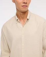 Long-Sleeve Crepe Button-Up Shirt