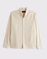 Long-Sleeve Crepe Button-Up Shirt