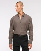 Long-Sleeve Crepe Button-Up Shirt