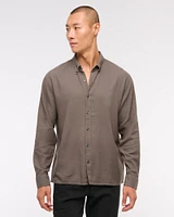 Long-Sleeve Crepe Button-Up Shirt