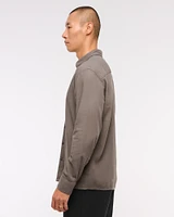 Long-Sleeve Crepe Button-Up Shirt