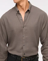 Long-Sleeve Crepe Button-Up Shirt