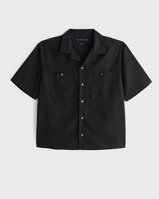 Camp Collar Cropped Cupro Shirt