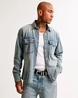 Western Denim Button-Up Shirt