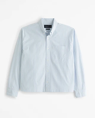 Cropped Poplin Button-Up Shirt