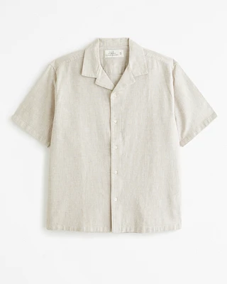 Camp Collar Linen-Blend Shirt
