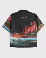 McLaren Camp Collar Cropped Silky Button-Up Shirt
