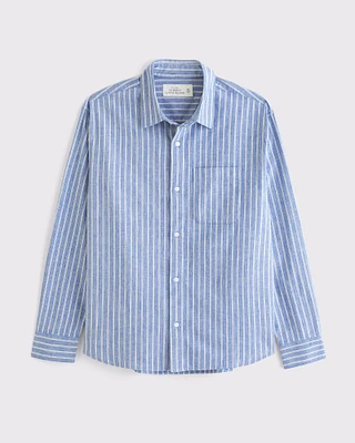 Summer Linen-Blend Button-Up Shirt