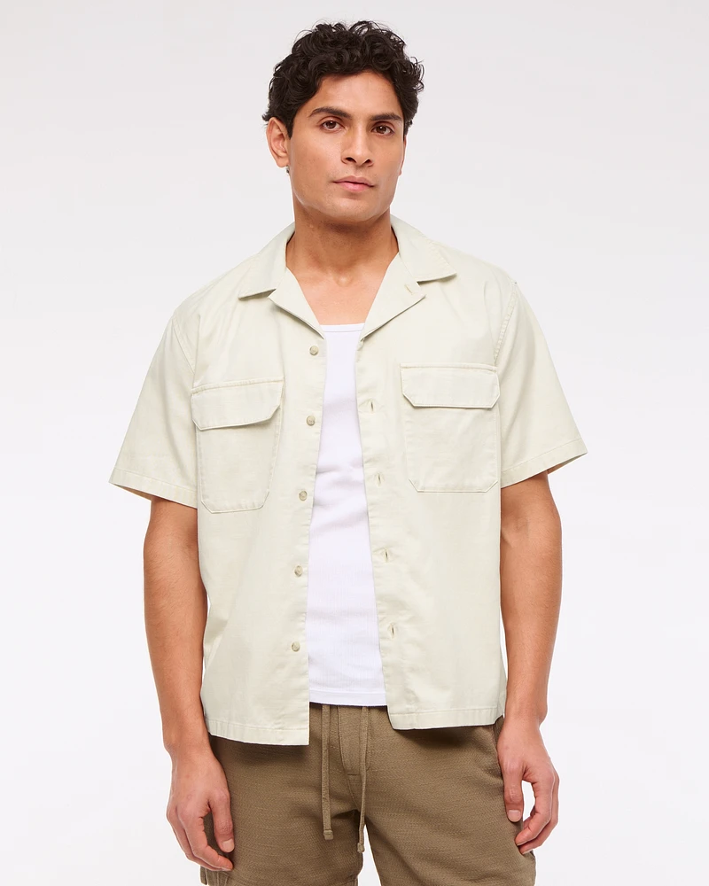Camp Collar Button-Up Shirt